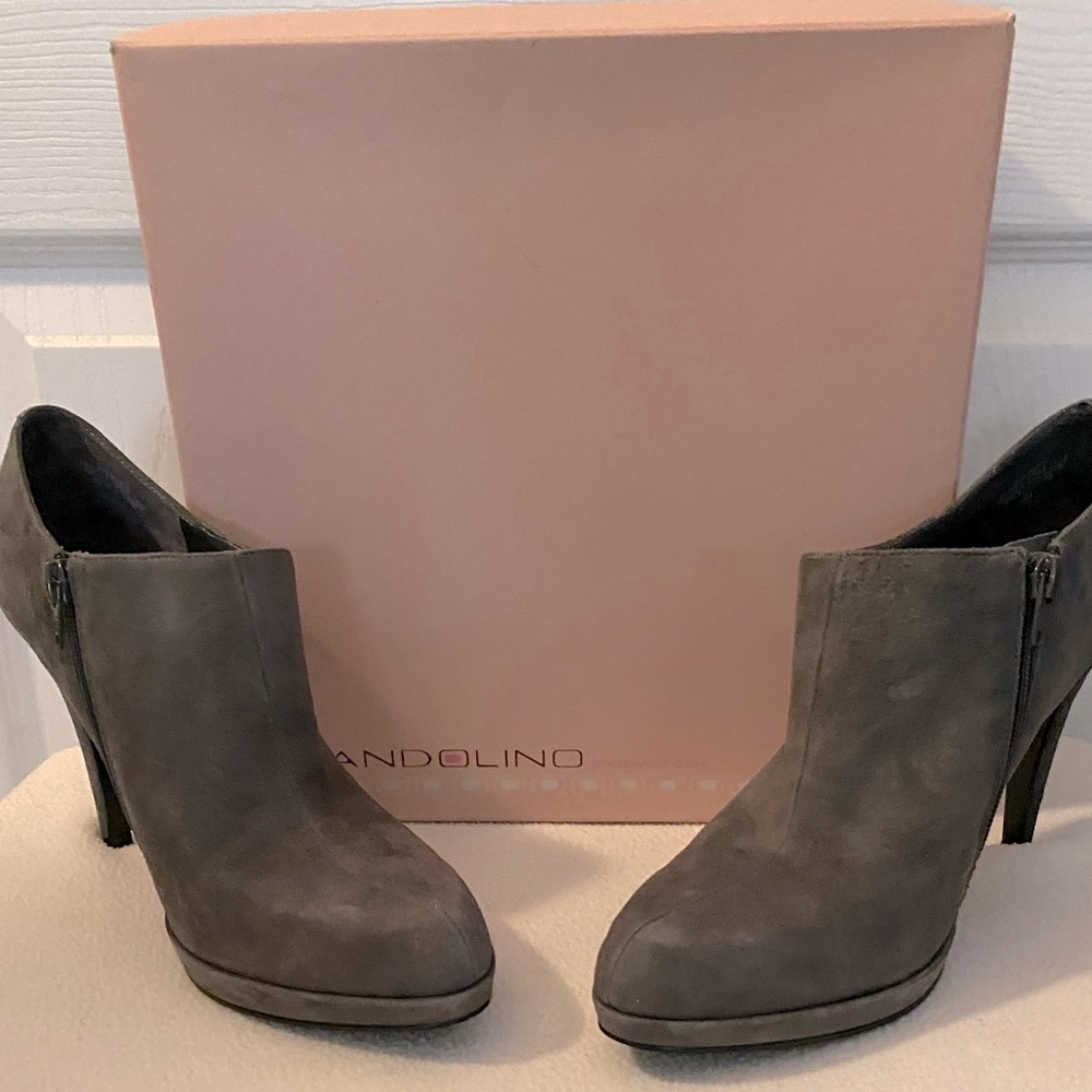 Grey suede booties!!!  Great condition